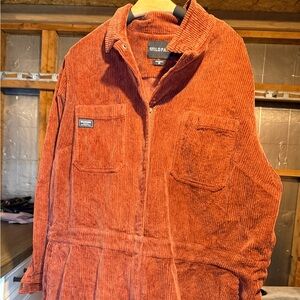 Wildfang Men’s Orange Corduroy Utility Jumpsuit 2XL Zip Front Workwear